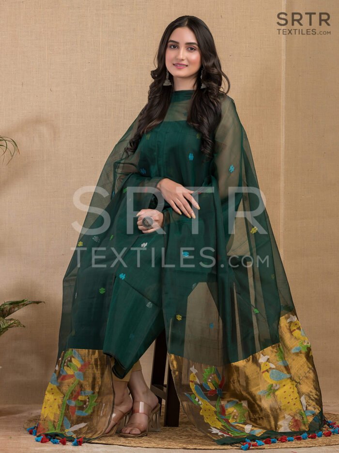 Alternative view of Muslin Unstitched Jamdani Suit – Elegant 2-Piece Set