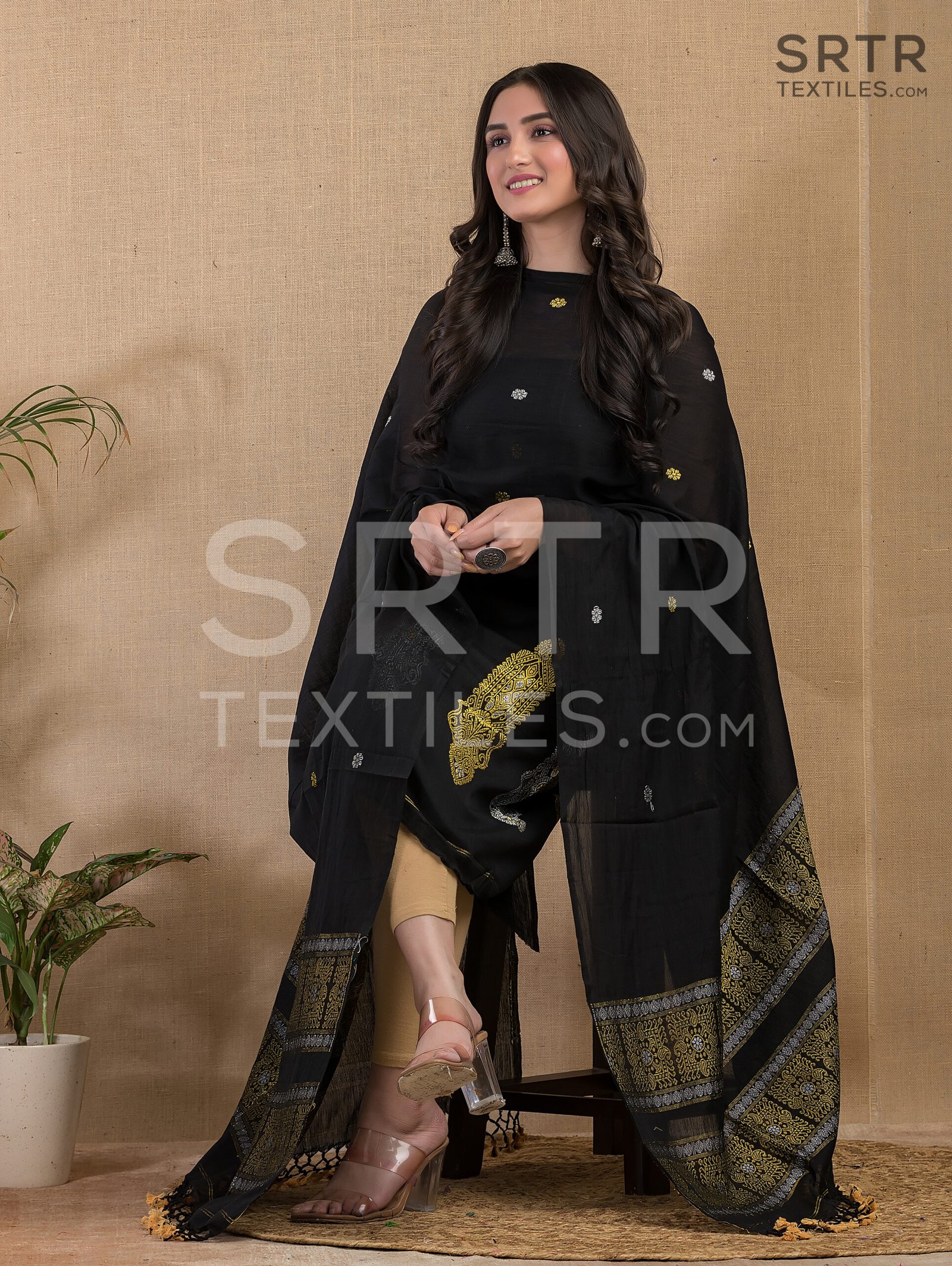 Cotton Unstitched Jamdani Suit Elegant 2-Piece Set