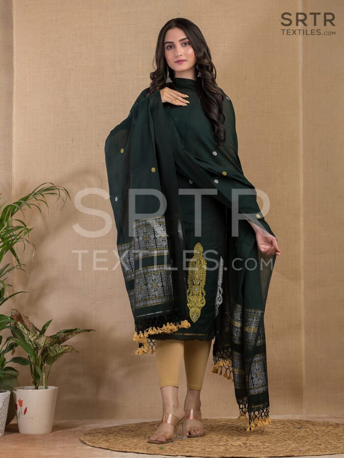 Pure Cotton Jamdani Suit (UNSTITCHED) – Elegant 2-Piece Set