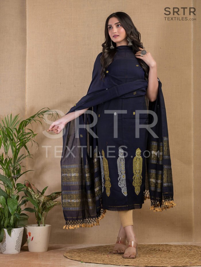 Cotton Unstitched Jamdani Suit Elegant 2-Piece Set