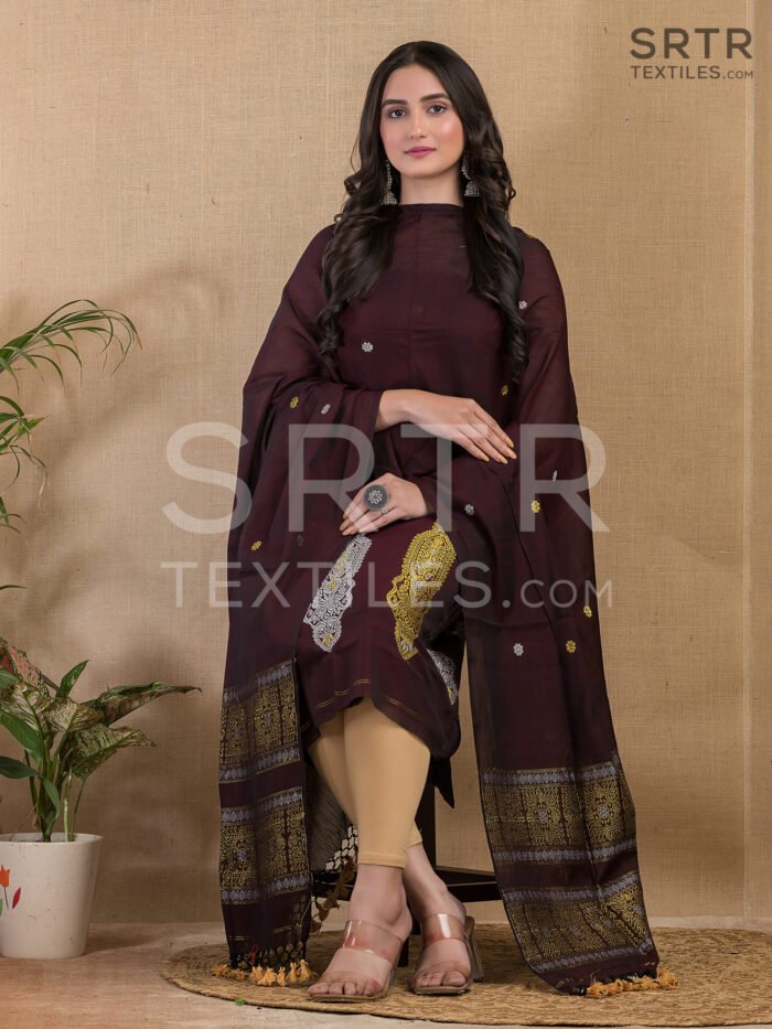 Alternative view of Pure Cotton Jamdani Suit (UNSTITCHED) – Elegant 2-Piece Set