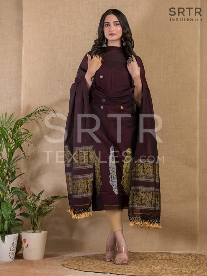 Cotton Unstitched Jamdani Suit Elegant 2-Piece Set