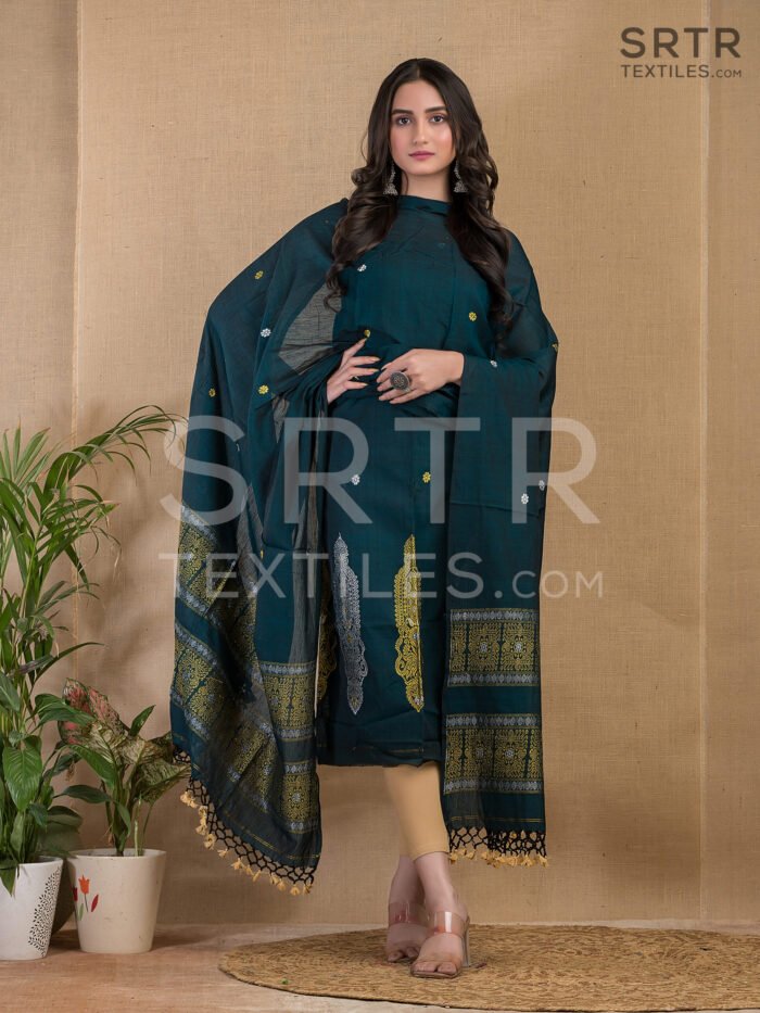 Alternative view of Pure Cotton Jamdani Suit (UNSTITCHED) – Elegant 2-Piece Set