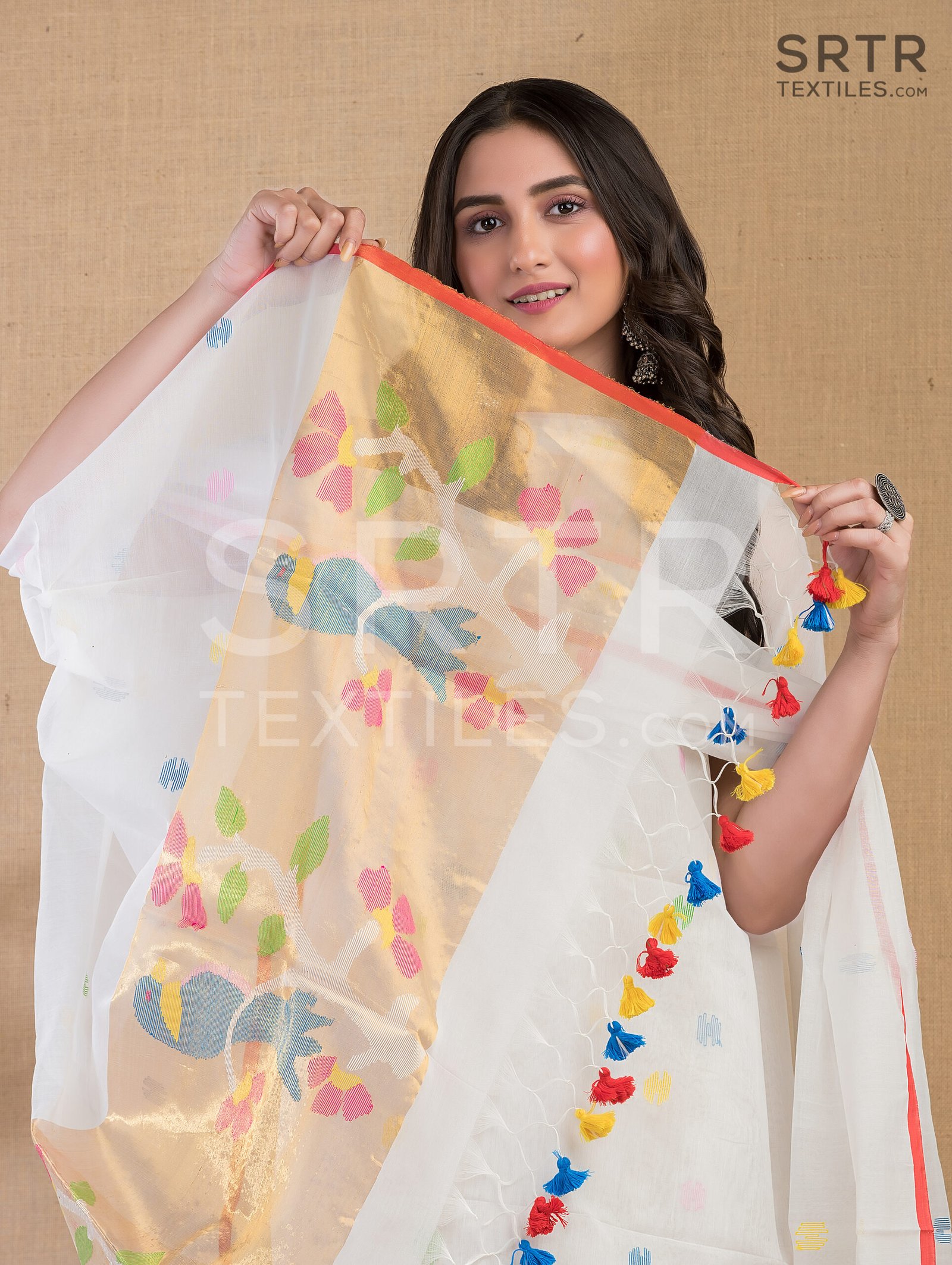 Muslin Unstitched Jamdani Suit – Elegant 2-Piece Set