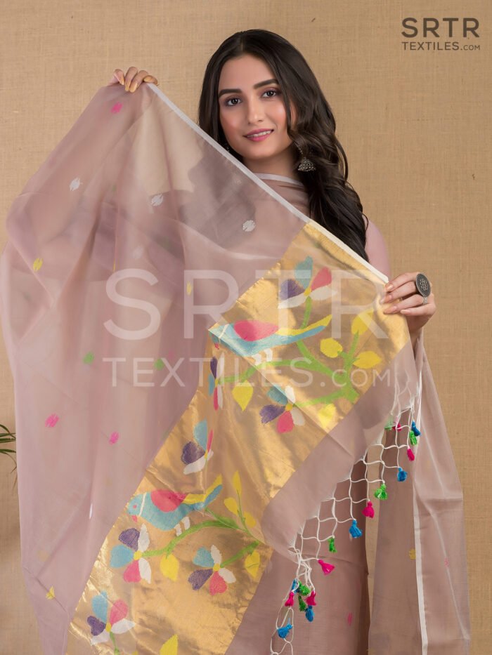 Muslin Unstitched Jamdani Suit – Elegant 2-Piece Set