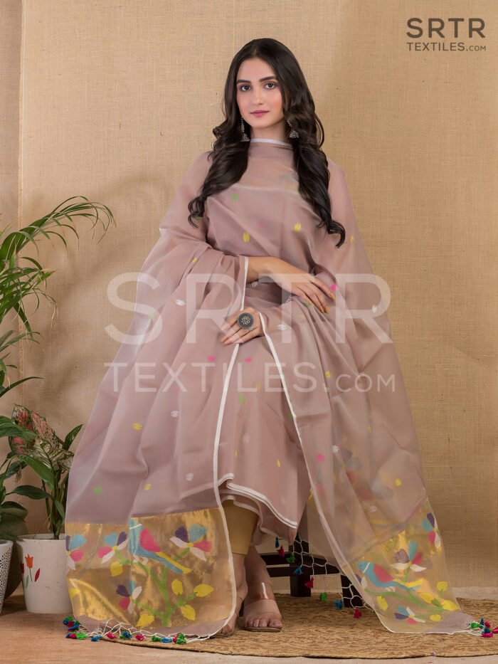 Alternative view of Muslin Unstitched Jamdani Suit – Elegant 2-Piece Set