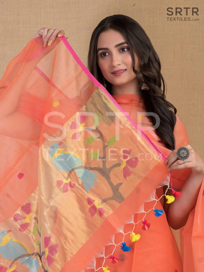 Muslin Unstitched Jamdani Suit – Elegant 2-Piece Set