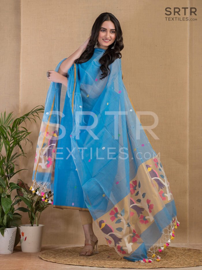 Alternative view of Muslin Unstitched Jamdani Suit – Elegant 2-Piece Set