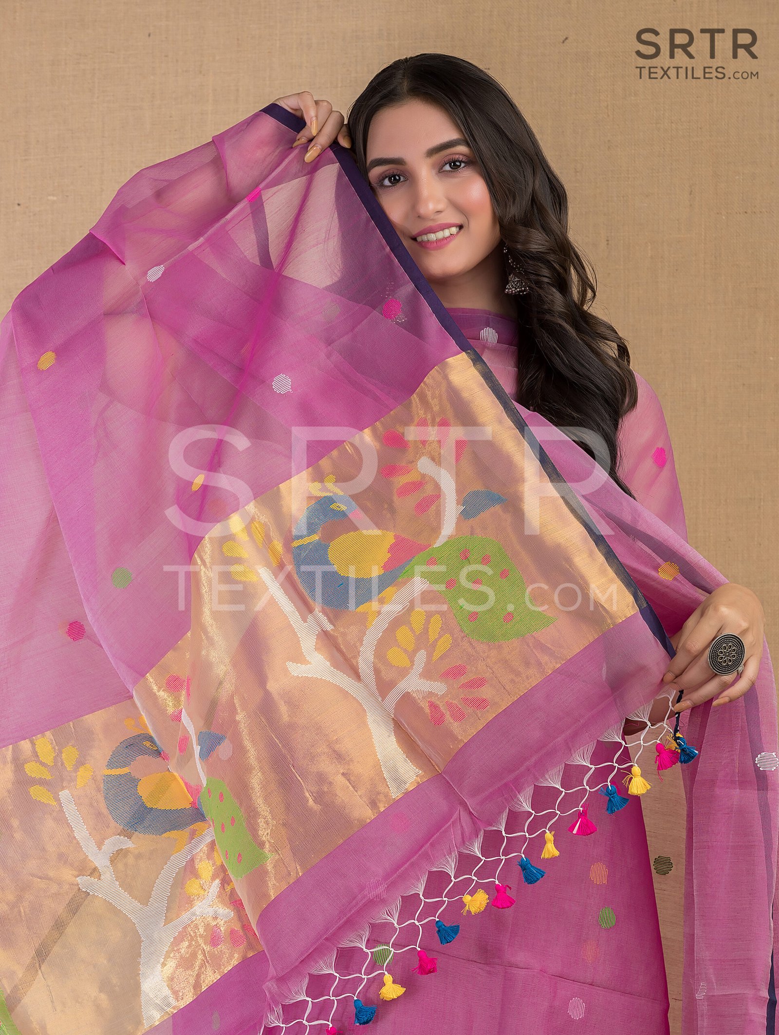 Muslin Unstitched Jamdani Suit – Elegant 2-Piece Set