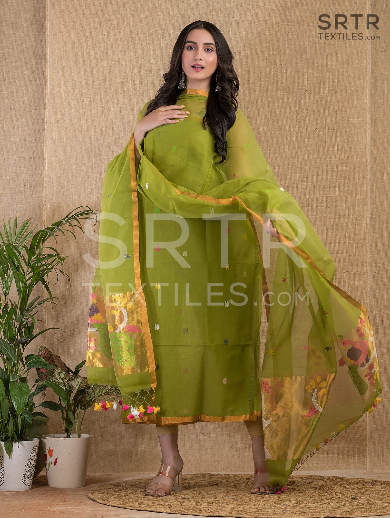 Muslin Unstitched Jamdani Suit – Elegant 2-Piece Set - Image 3