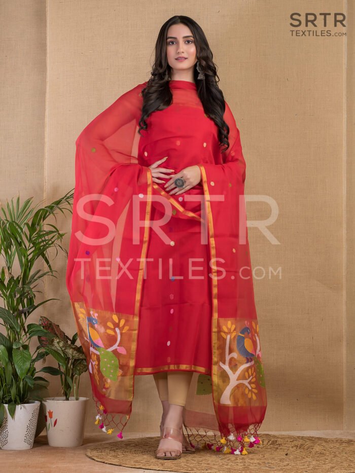 Alternative view of Muslin Unstitched Jamdani Suit – Elegant 2-Piece Set