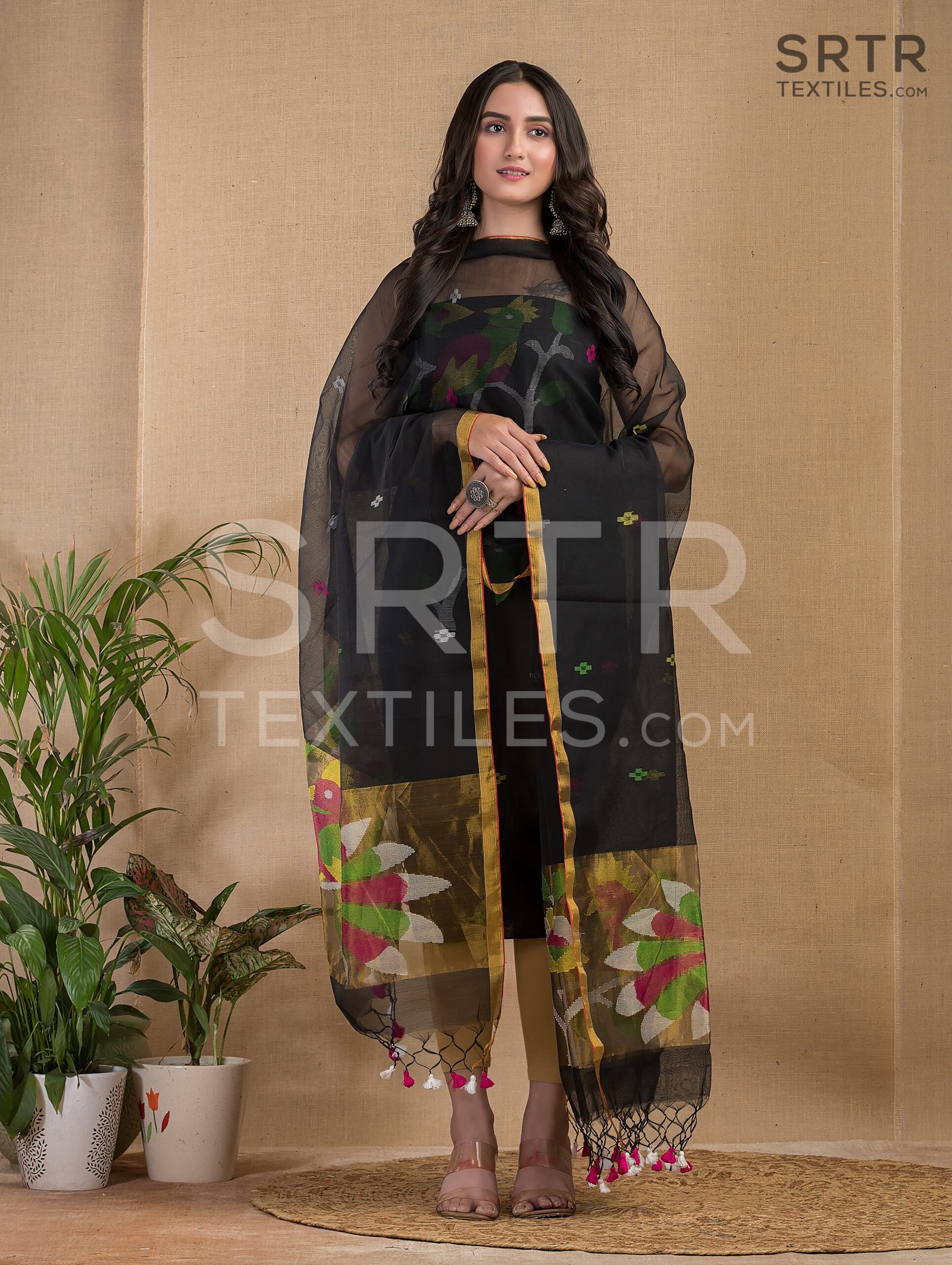 Muslin Unstitched Jamdani Suit – Elegant 2-Piece Set - Image 4