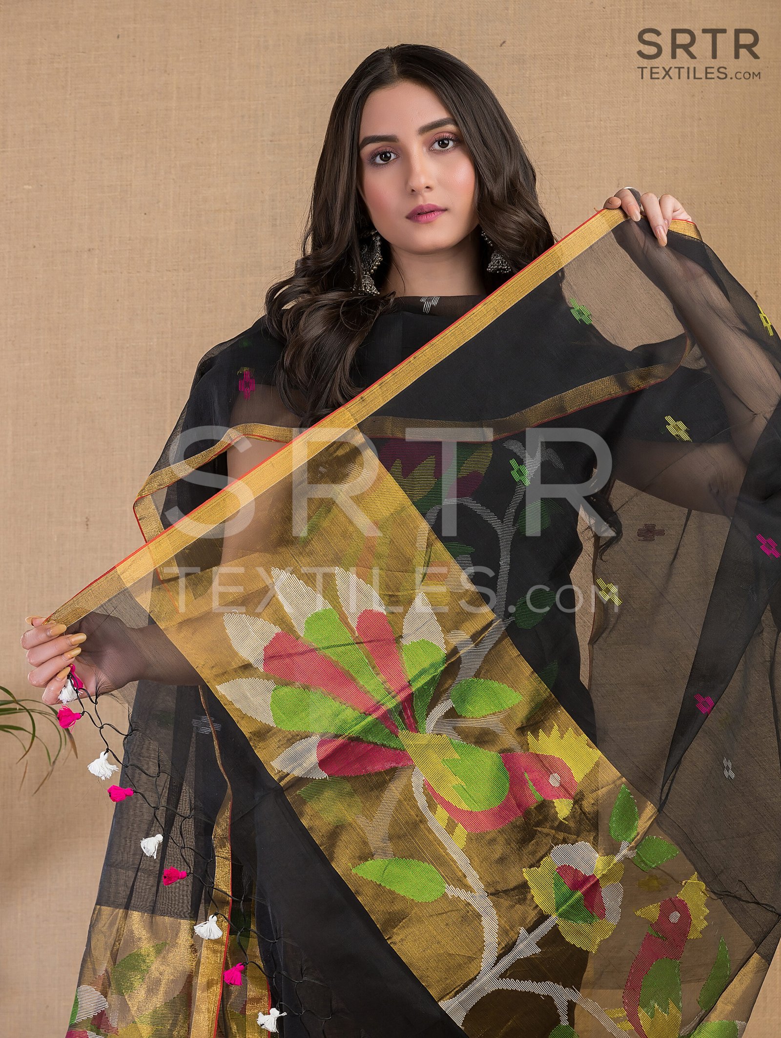 Muslin Unstitched Jamdani Suit – Elegant 2-Piece Set