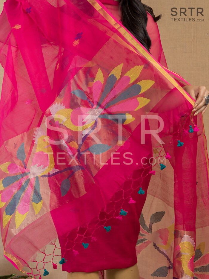 Muslin Unstitched Jamdani Suit – Elegant 2-Piece Set