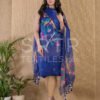 Royal Blue Muslin Unstitched Jamdani Suit – Elegant 2-Piece Set