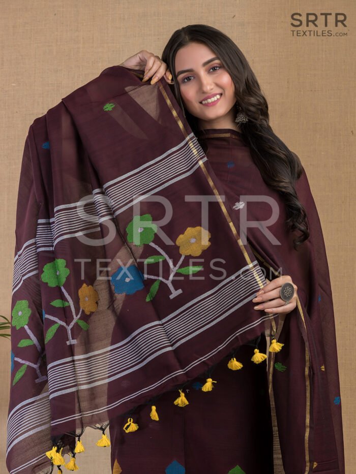 Alternative view of Pure Cotton Jamdani Suit (UNSTITCHED) – Elegant 2-Piece Set