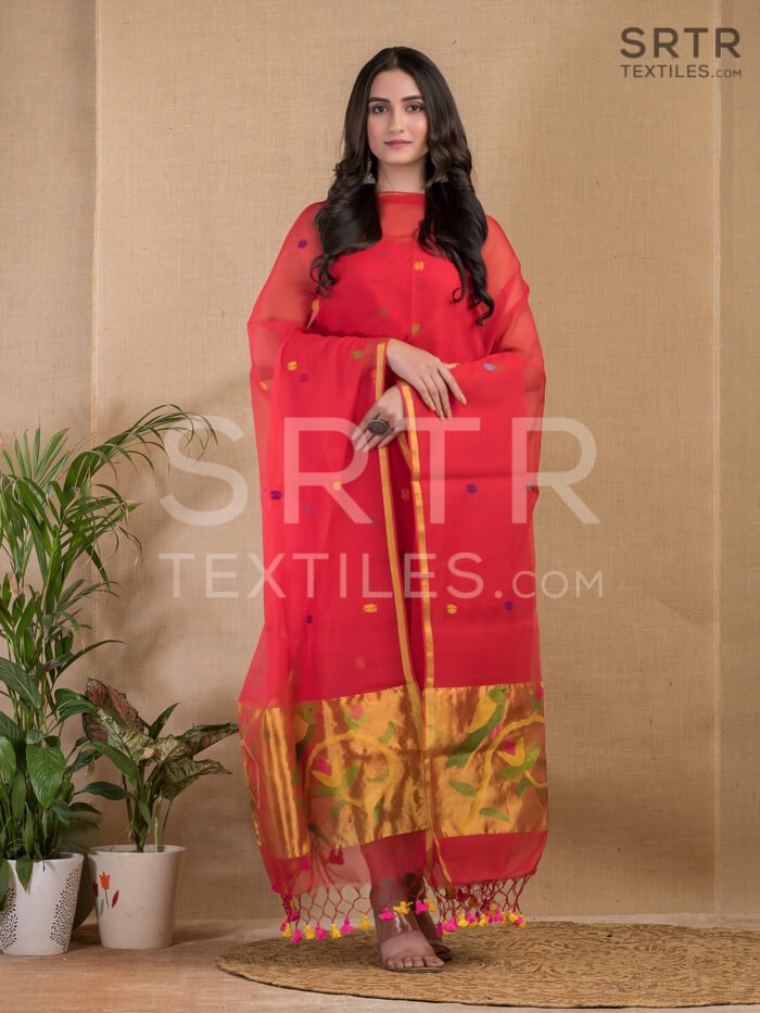 Alternative view of Muslin Unstitched Jamdani Suit – Elegant 2-Piece Set