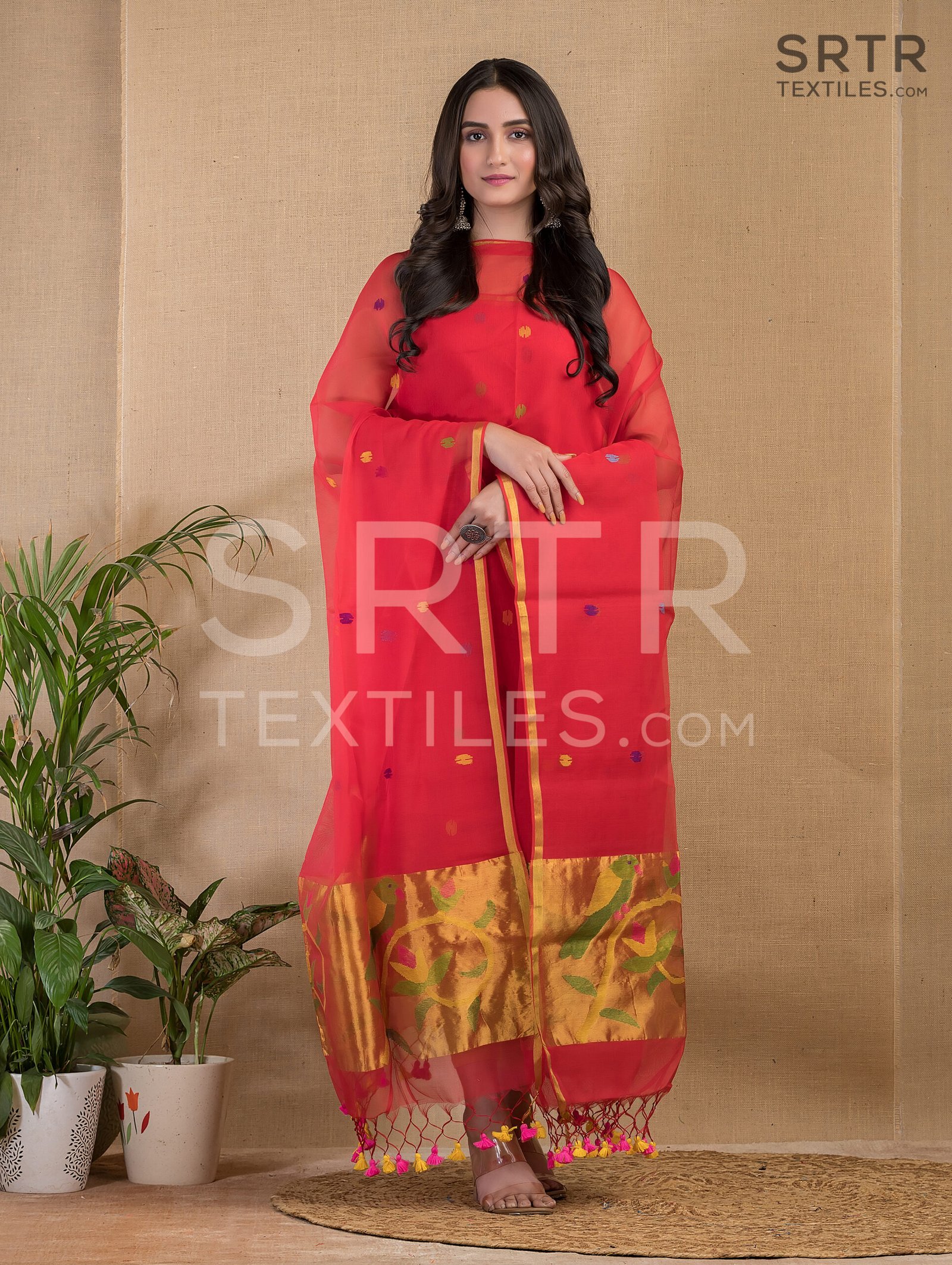 Muslin Unstitched Jamdani Suit – Elegant 2-Piece Set - Image 2