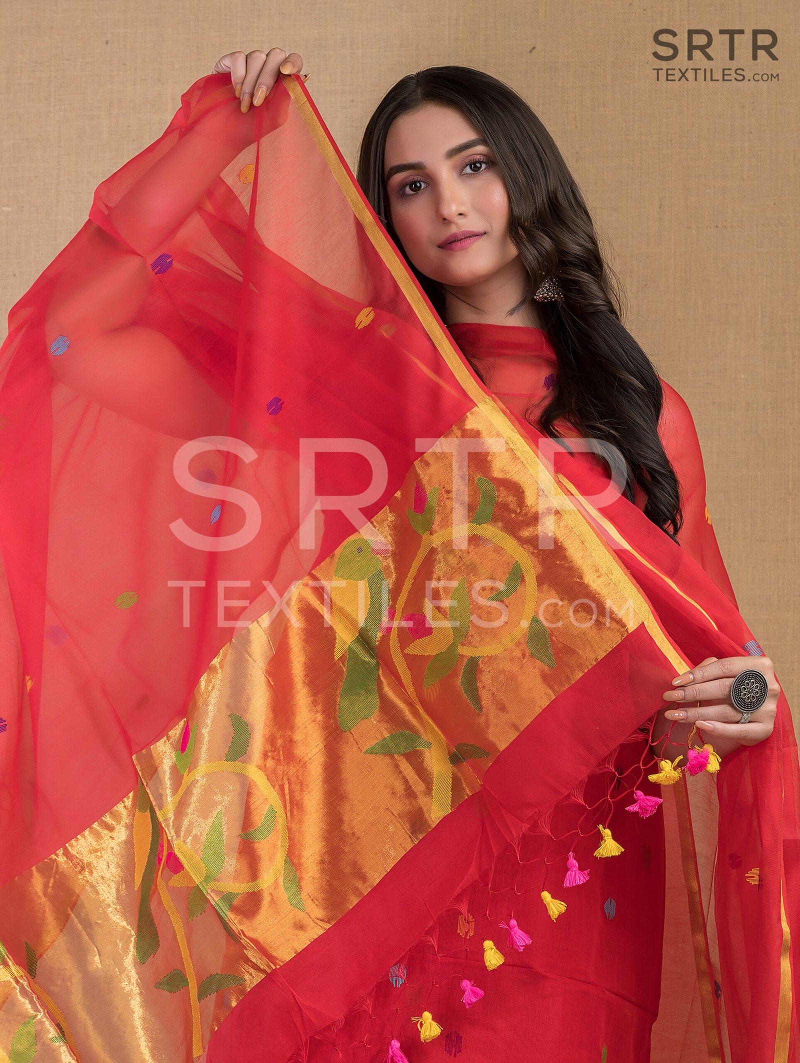 Muslin Unstitched Jamdani Suit – Elegant 2-Piece Set