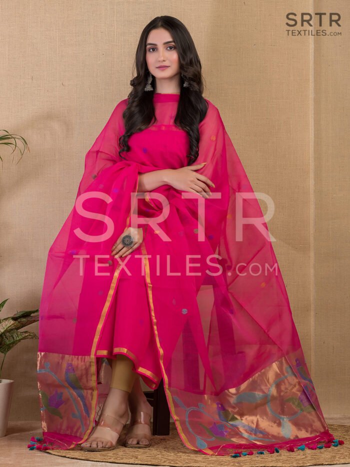 Muslin Unstitched Jamdani Suit – Elegant 2-Piece Set