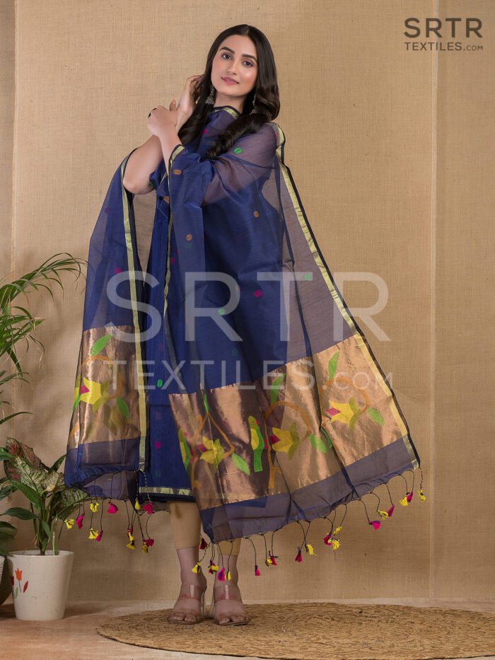 Alternative view of Muslin Unstitched Jamdani Suit – Elegant 2-Piece Set