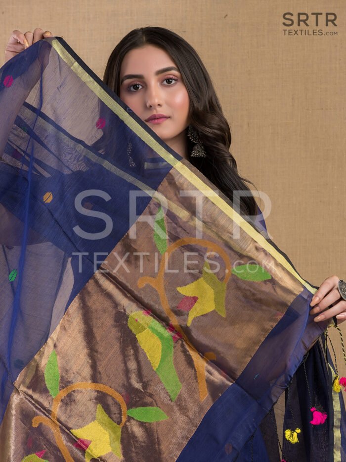 Muslin Unstitched Jamdani Suit – Elegant 2-Piece Set