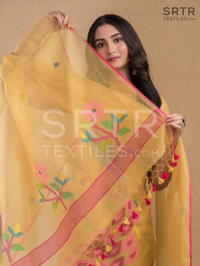 Alternative view of Muslin Unstitched Jamdani Suit – Elegant 2-Piece Set