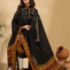 Pure cotton Deep black Baluchari Jamdani Suit Set(UNSTITCHED)– Elegant 2-Piece Set