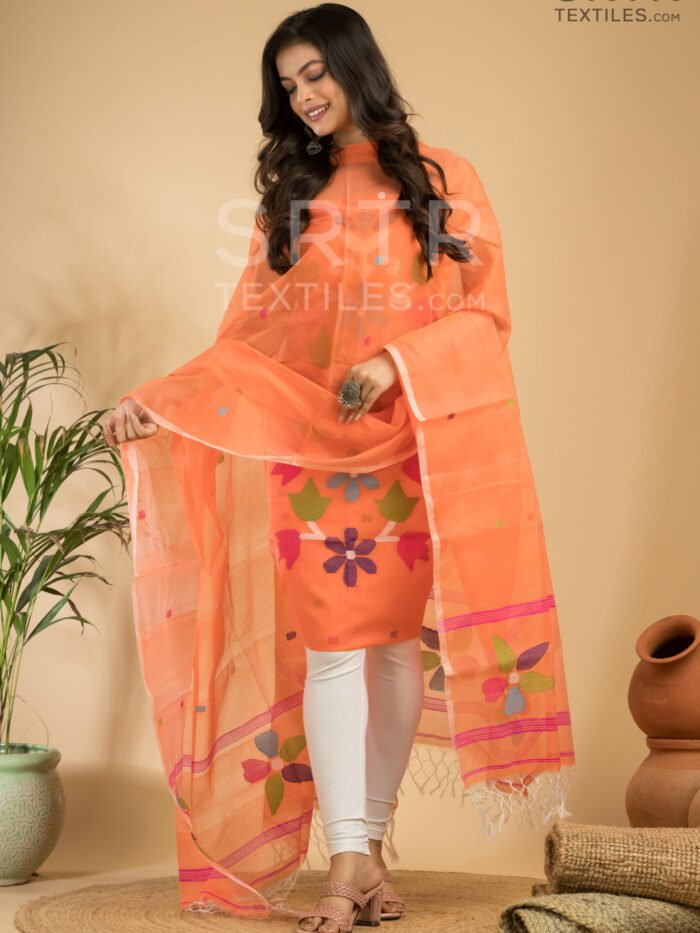 Alternative view of Muslin Unstitched Jamdani Suit – Elegant 2-Piece Set