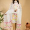 Muslin Unstitched Jamdani Suit – Elegant 2-Piece Set