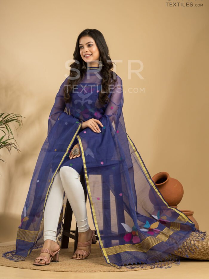 Alternative view of Muslin Unstitched Jamdani Suit – Elegant 2-Piece Set