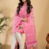Muslin Unstitched Jamdani Suit – Elegant 2-Piece Set
