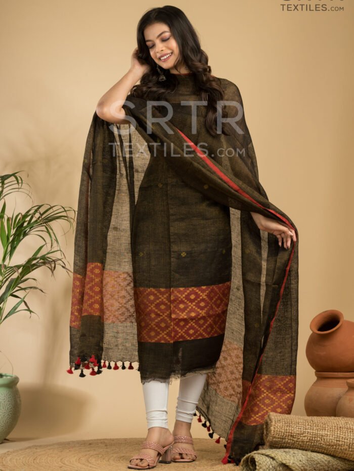 Tissue Linen Unstitched Jamdani Suit – Elegant 2-Piece Set