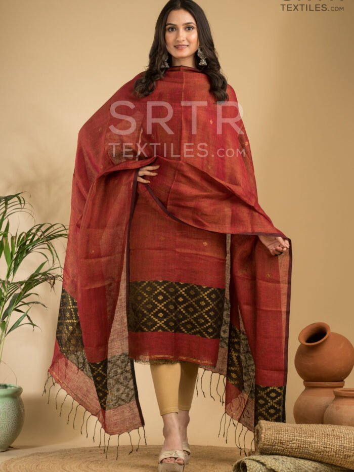 Tissue Linen Unstitched Jamdani Suit – Elegant 2-Piece Set