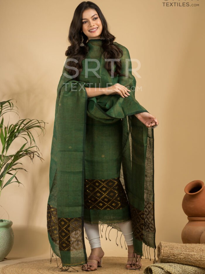 Tissue Linen Unstitched Jamdani Suit – Elegant 2-Piece Set
