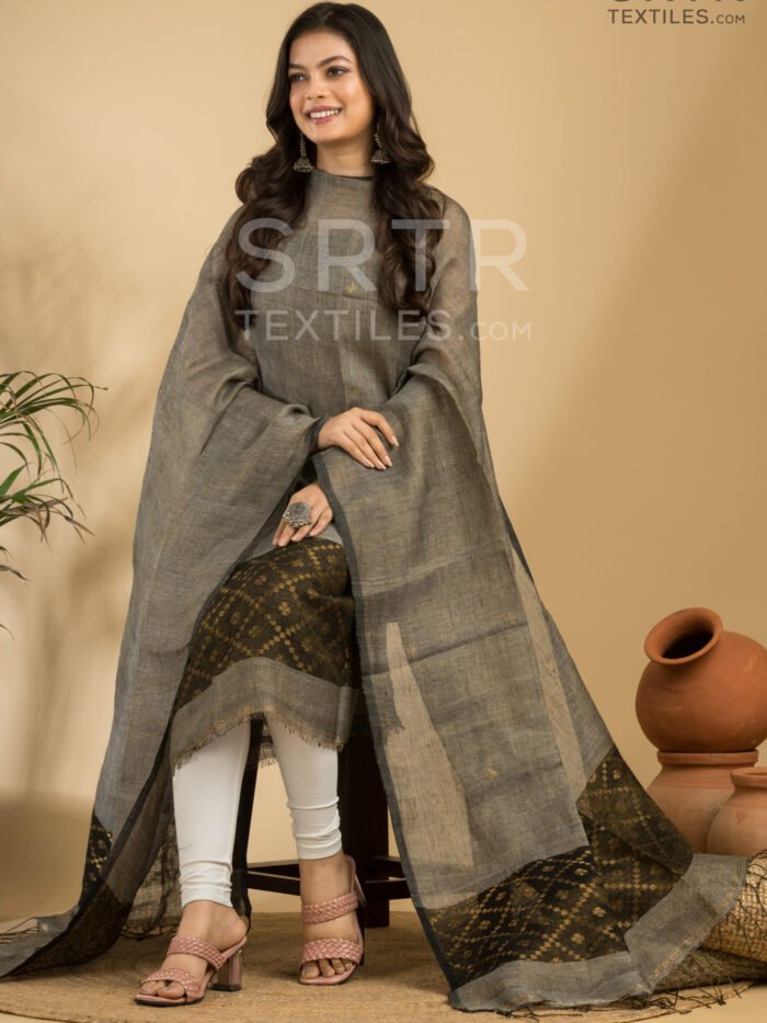 Tissue Linen Unstitched Jamdani Suit – Elegant 2-Piece Set