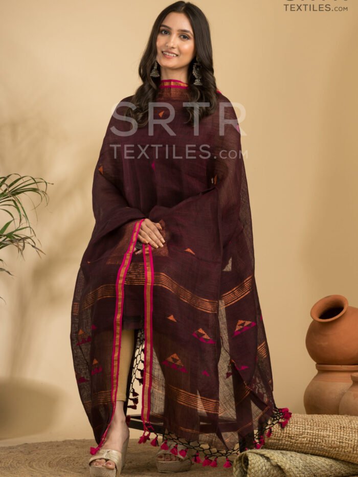 Pure Linen Unstitched Jamdani Suit 2-Piece Set -