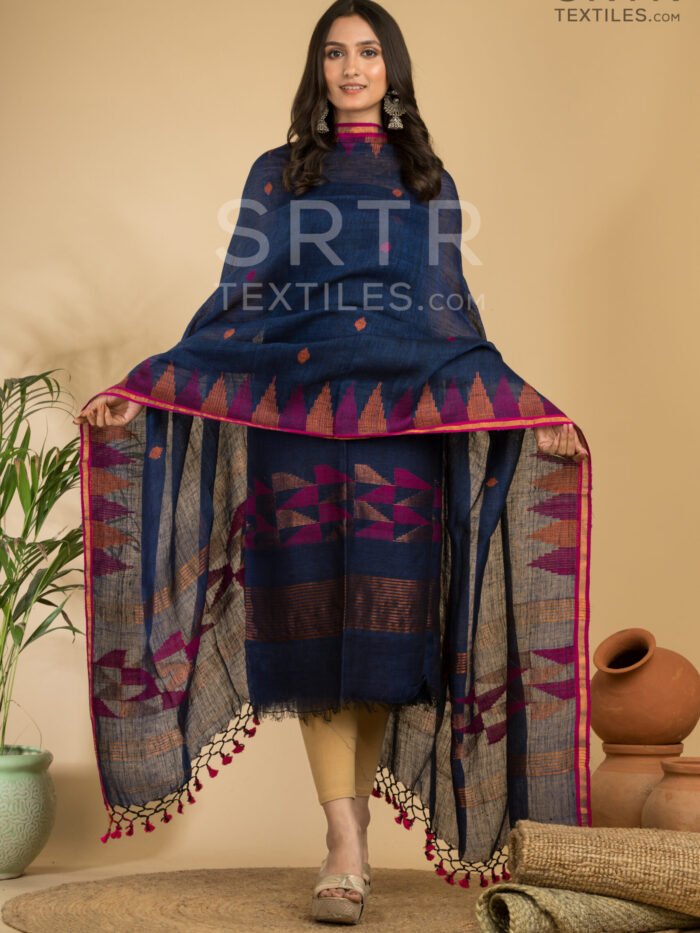 Pure Linen Unstitched Jamdani Suit