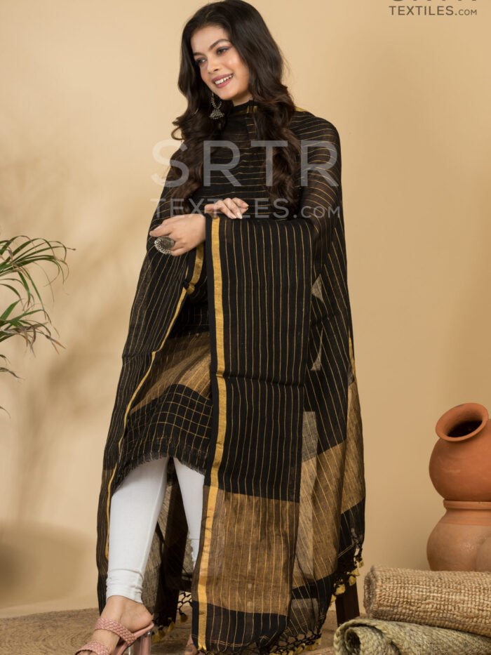 Alternative view of Pure Linen Unstitched Jamdani Suit – Elegant 2-Piece Set