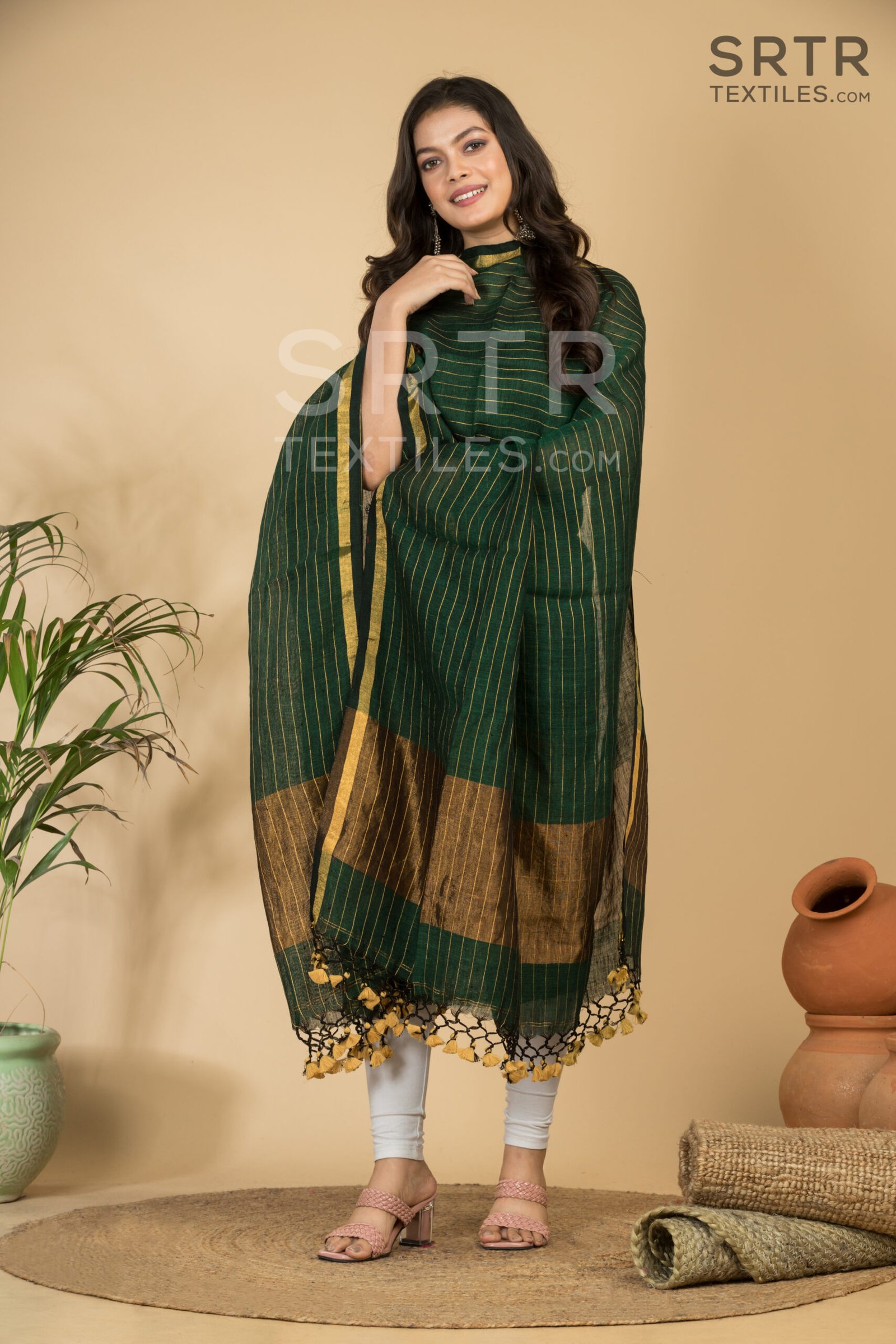 Pure Linen Unstitched Jamdani Suit – Elegant 2-Piece Set - Image 3