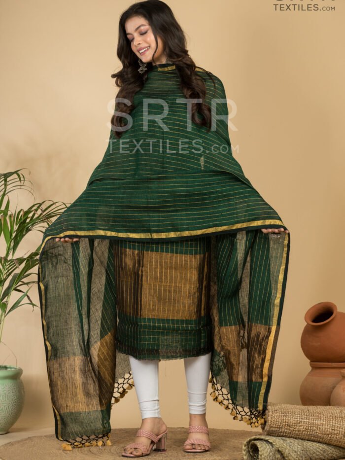 Pure Linen Unstitched Jamdani Suit – Elegant 2-Piece Set