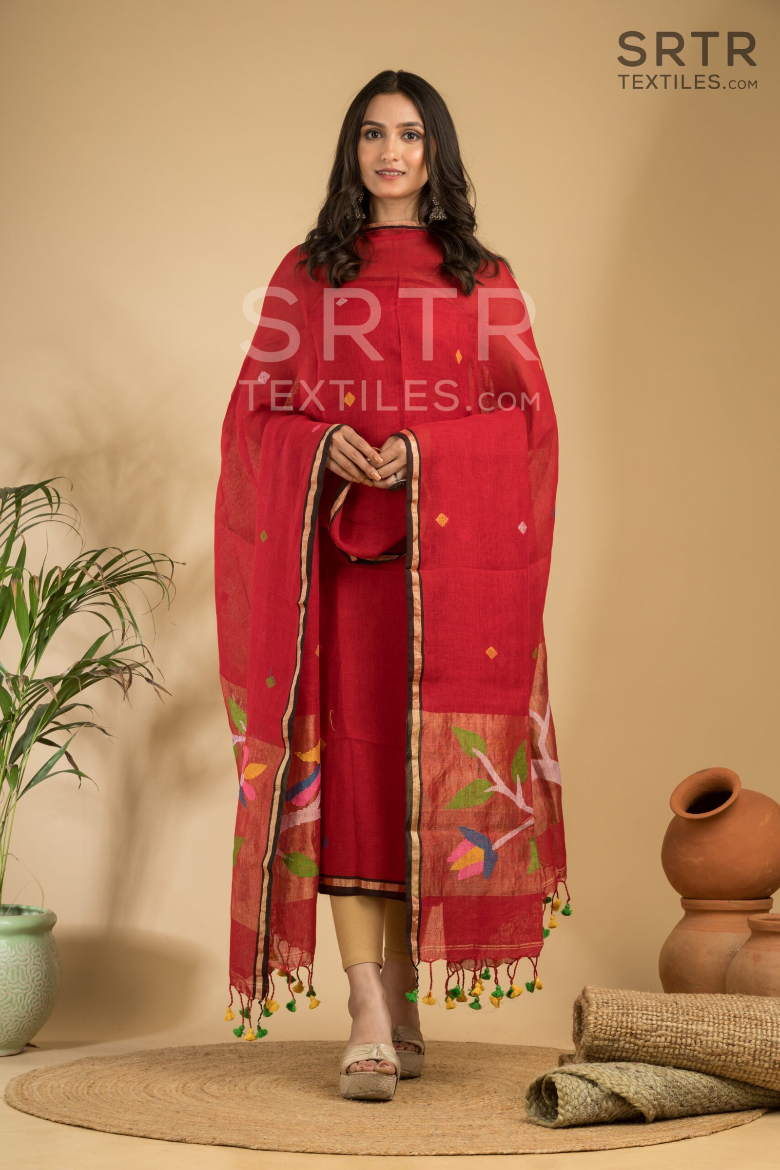 Pure Jayashree linen Unstitched Jamdani Suit – Elegant 2-Piece Set - Image 2