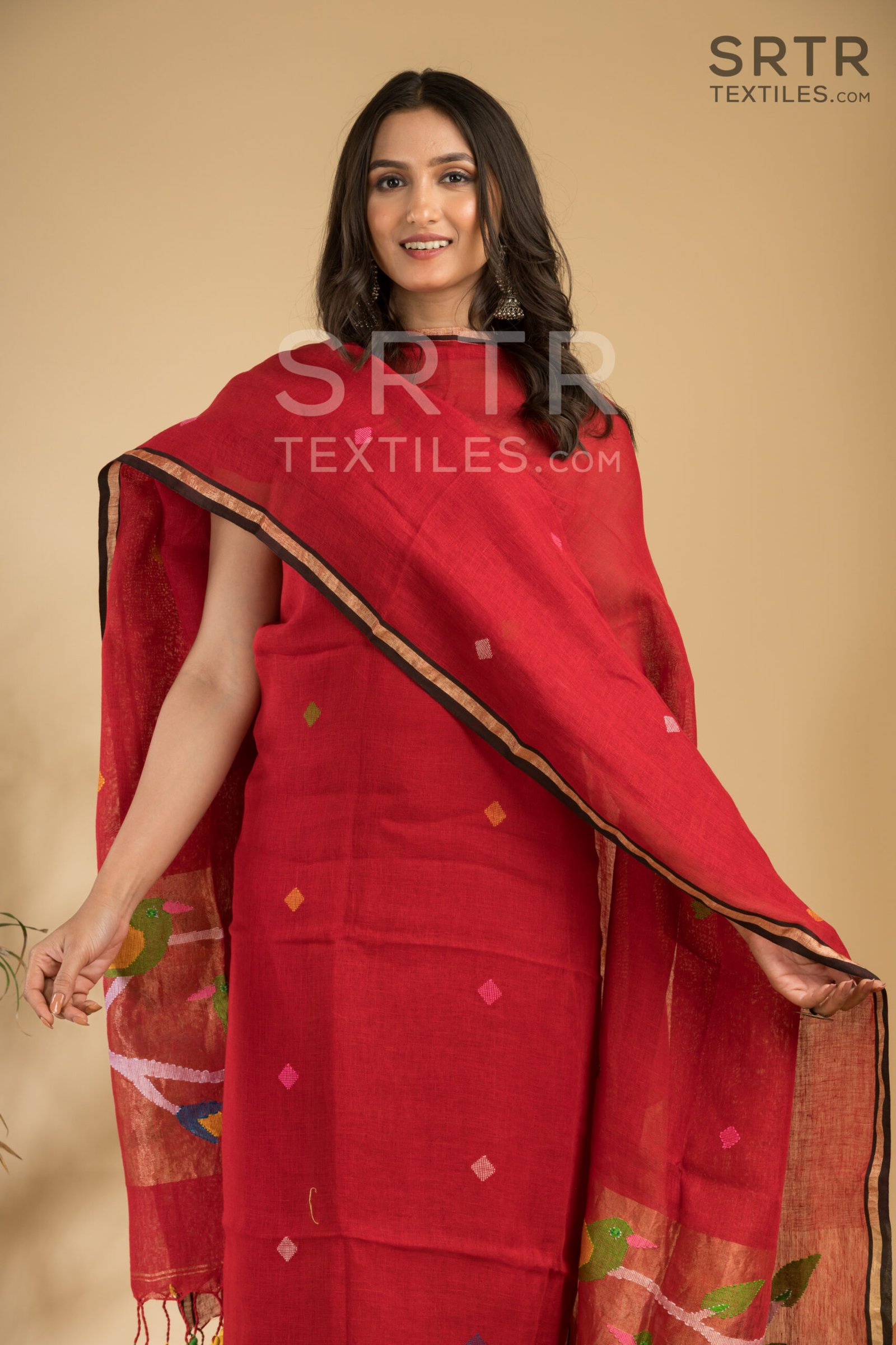 Pure Jayashree linen Unstitched Jamdani Suit – Elegant 2-Piece Set - Image 5