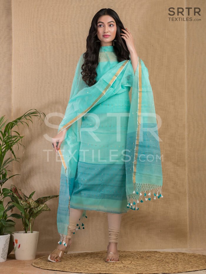 Alternative view of Muslin Sequence Suit (UNSTITCHED) – Elegant 2-Piece Set