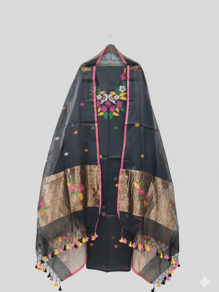 Muslin Jamdani Suit (UNSTITCHED) – Elegant 2-Piece Set