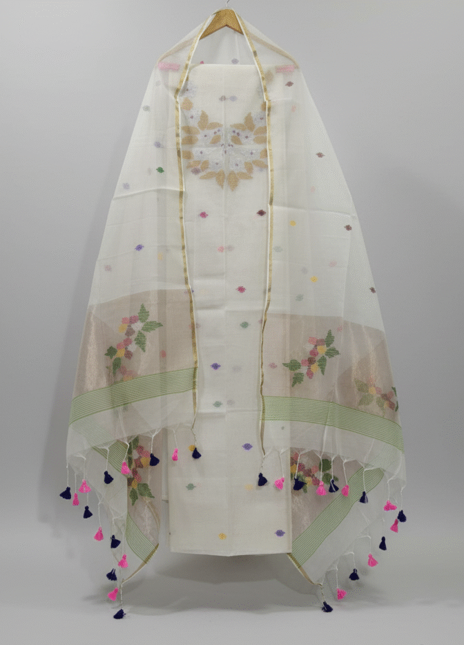 Muslin Jamdani Suit (UNSTITCHED) – Elegant 2-Piece Set