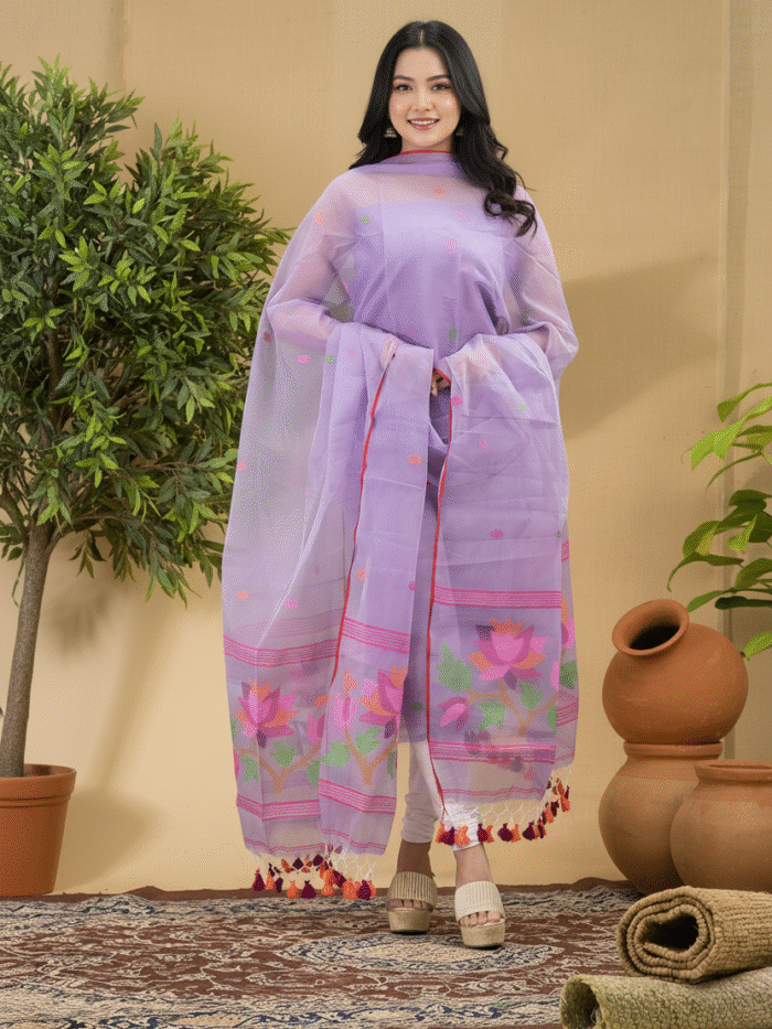 Alternative view of Muslin Jamdani Suit (UNSTITCHED) – Elegant 2-Piece Set
