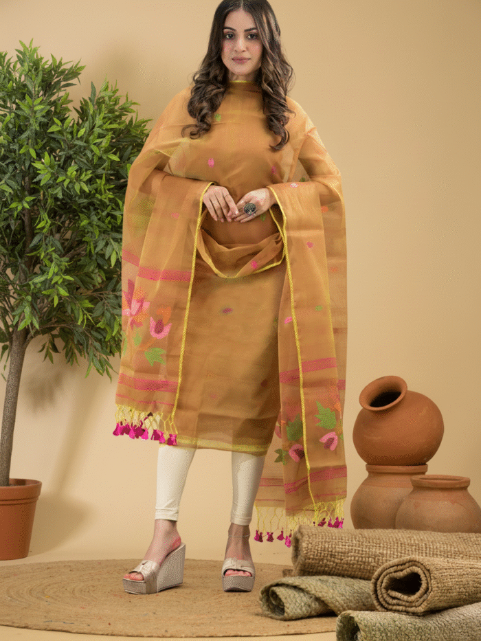 Alternative view of Muslin Jamdani Suit (UNSTITCHED) – Elegant 2-Piece Set