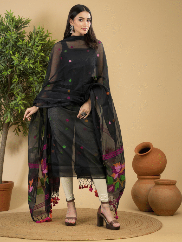 Alternative view of Muslin Jamdani Suit (UNSTITCHED) – Elegant 2-Piece Set