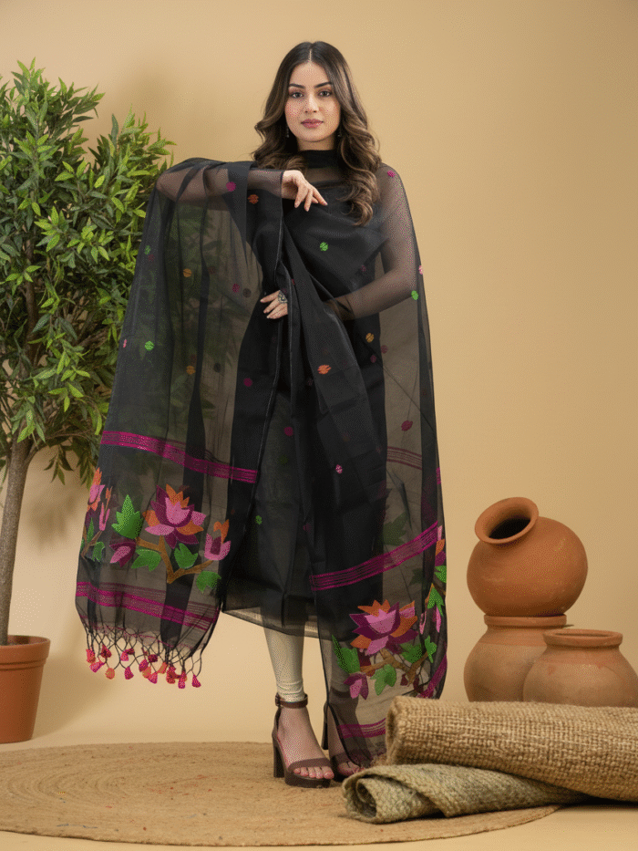 Muslin Jamdani Suit (UNSTITCHED) – Elegant 2-Piece Set